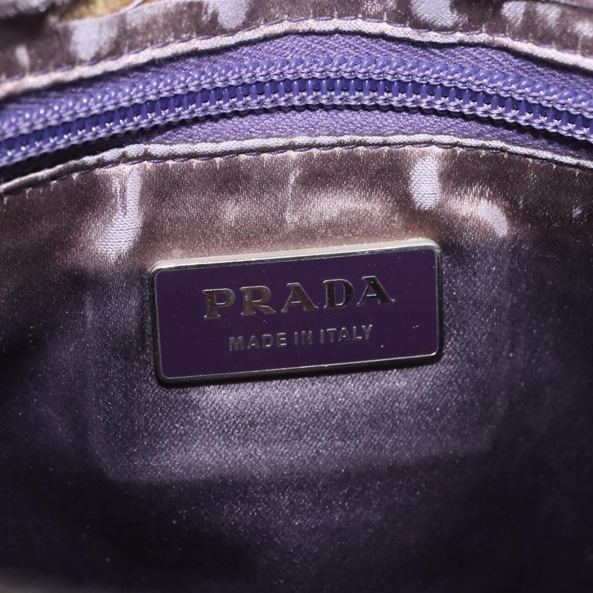 PRADA Shoulder Bag Canvas Beige Silver Auth 183714