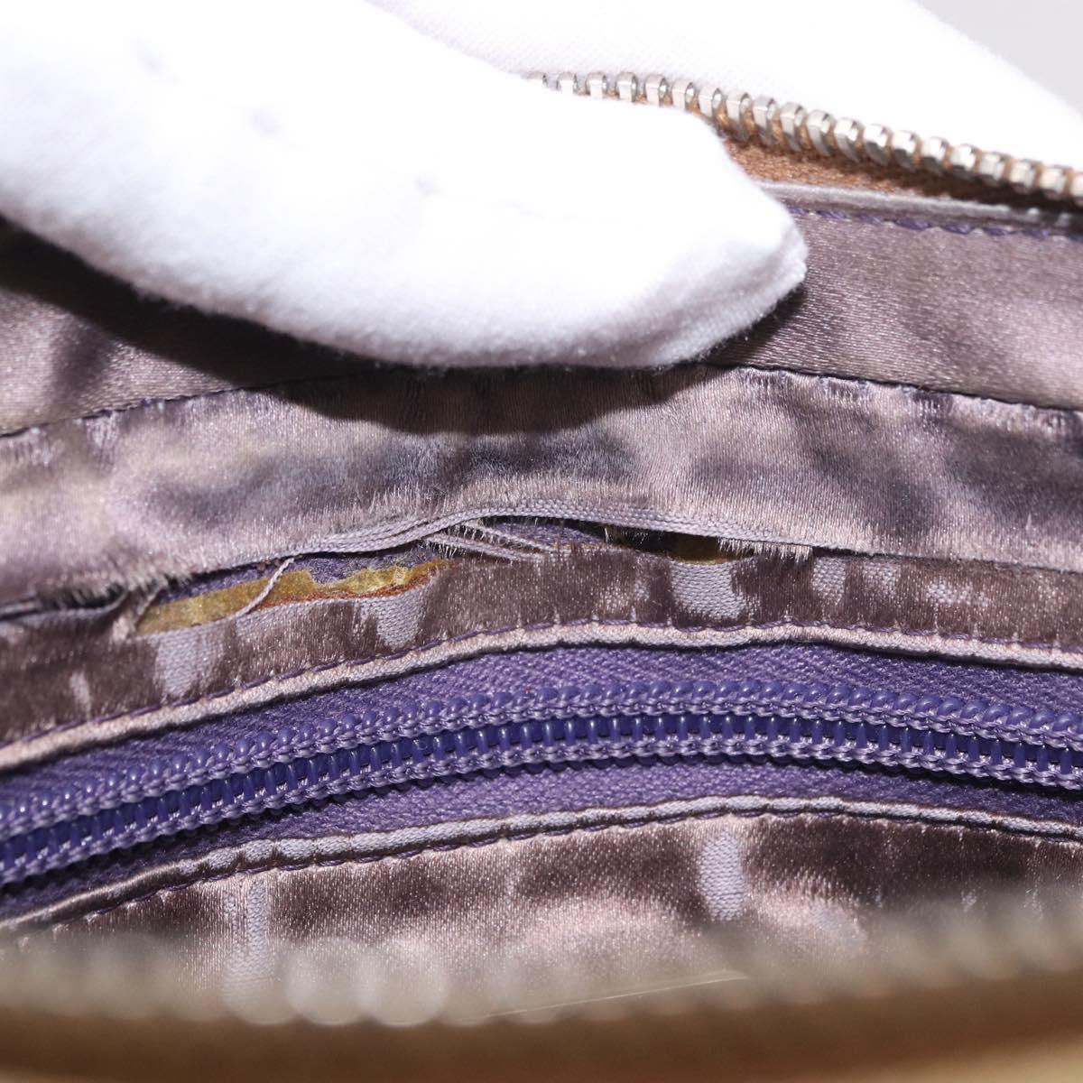 PRADA Shoulder Bag Canvas Beige Silver Auth 183714