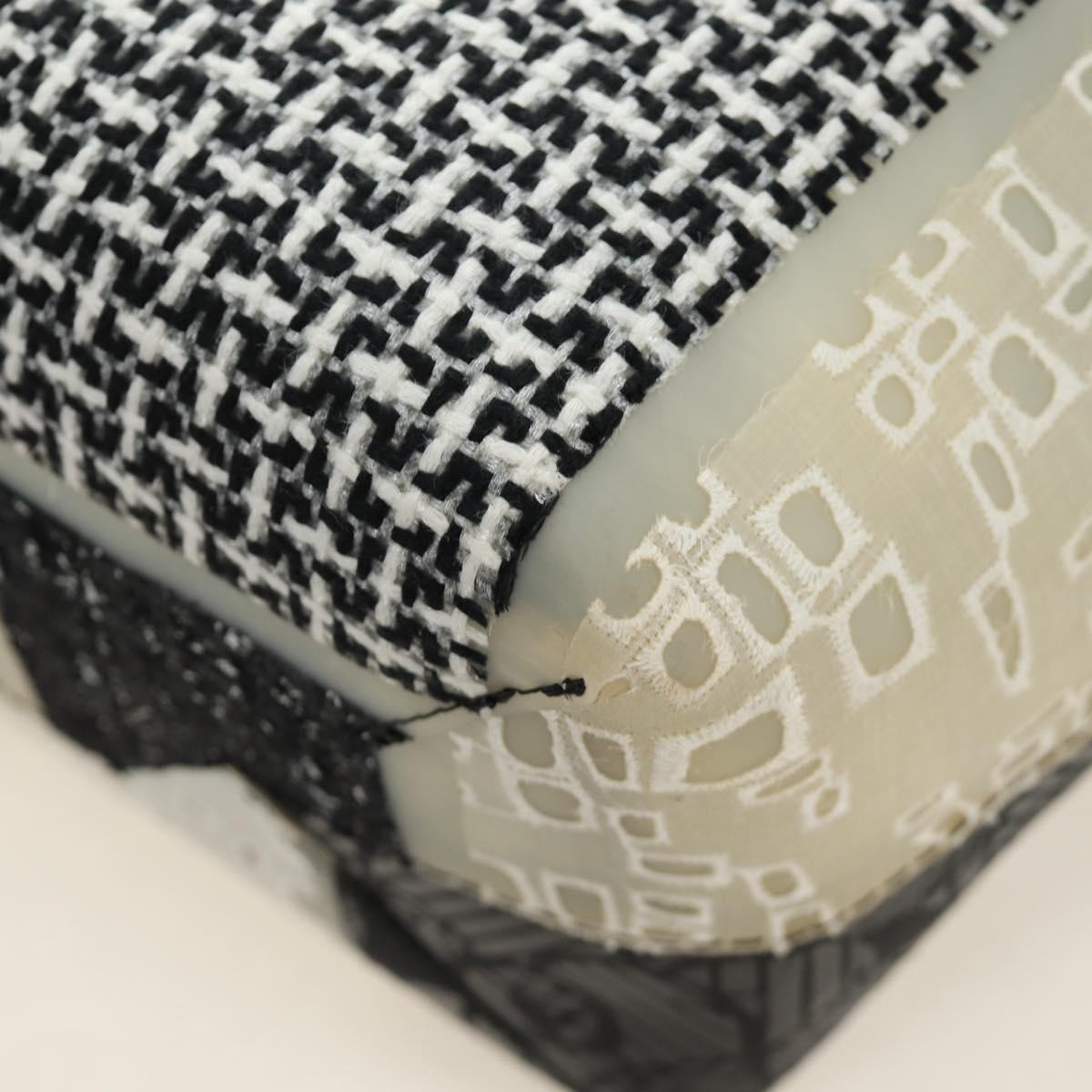 CHANEL Patchwork Tote Bag rubber Black Silver CC Auth 183715SAV