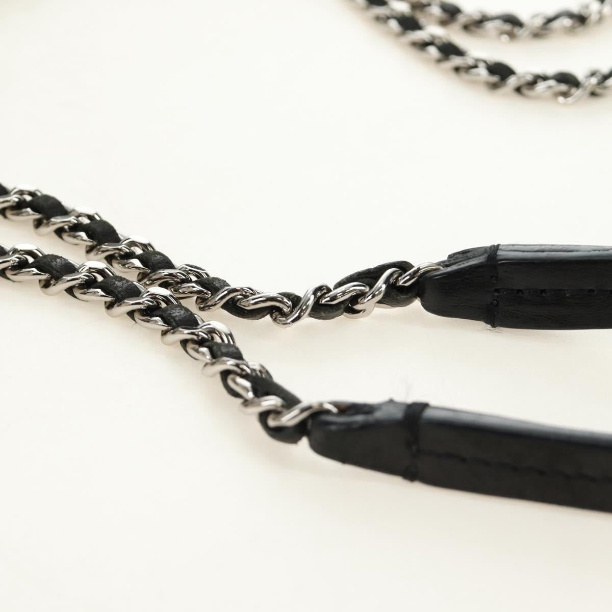 CHANEL Patchwork Tote Bag rubber Black Silver CC Auth 183715SAV