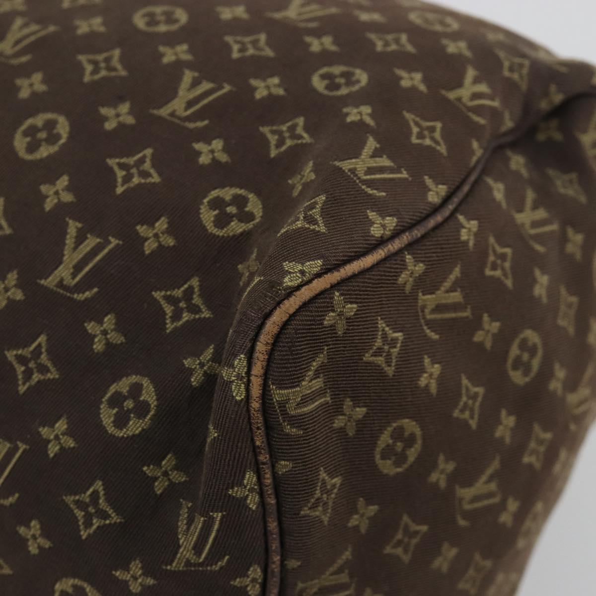 LOUIS VUITTON Monogram Mini Lin Speedy 30 Bag Brown Ebene M95224 LV Auth 183717