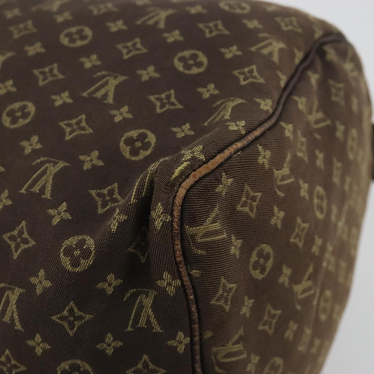 LOUIS VUITTON Monogram Mini Lin Speedy 30 Bag Brown Ebene M95224 LV Auth 183717
