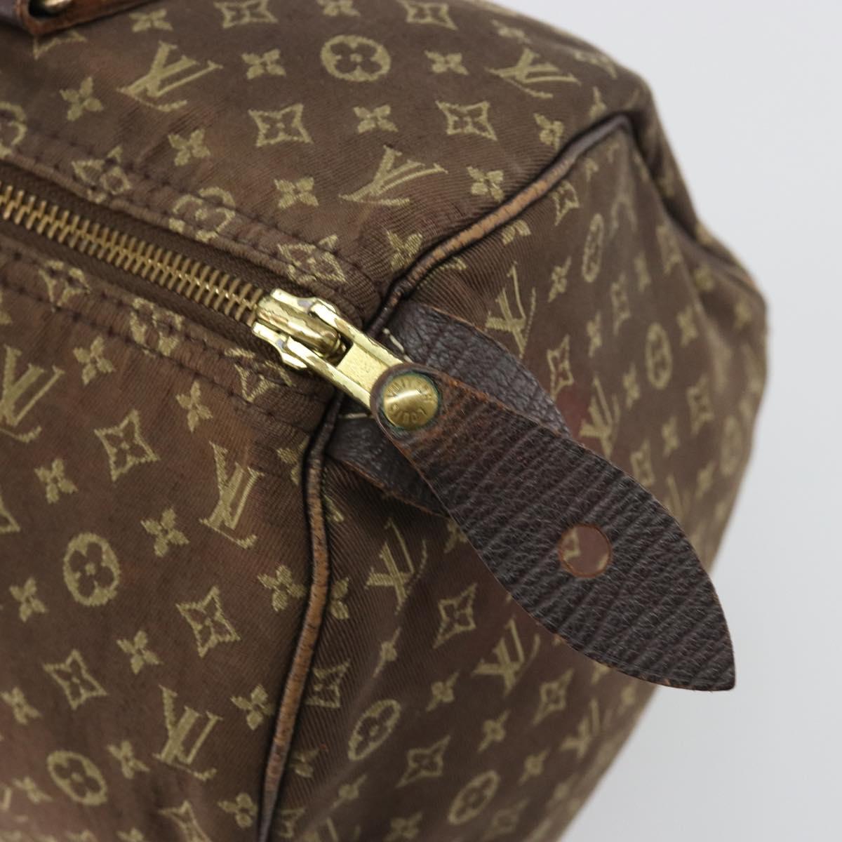 LOUIS VUITTON Monogram Mini Lin Speedy 30 Bag Brown Ebene M95224 LV Auth 183717