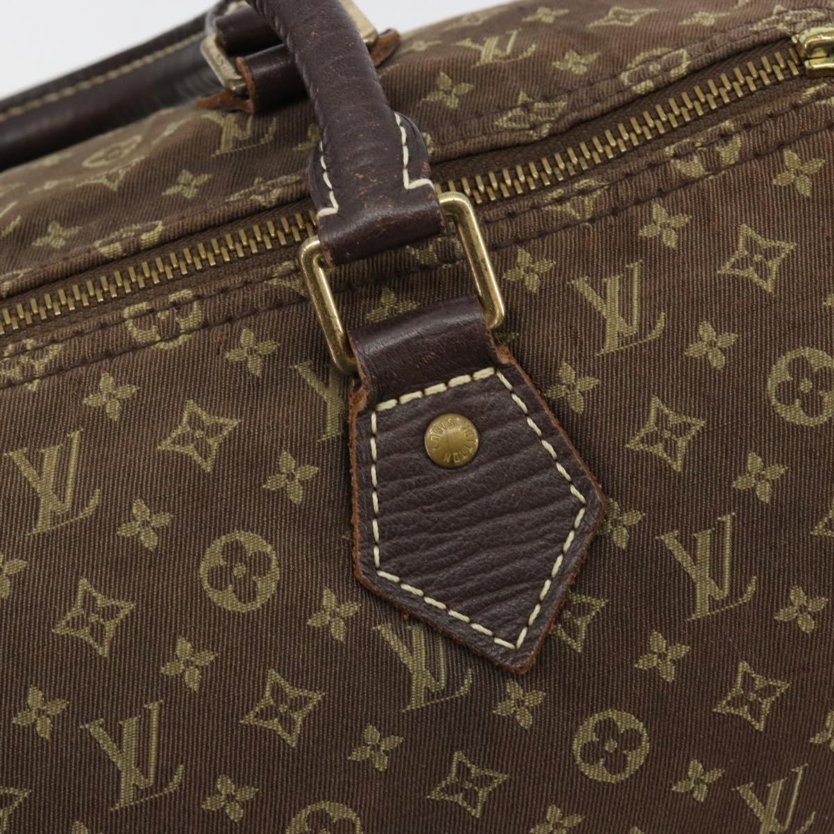LOUIS VUITTON Monogram Mini Lin Speedy 30 Bag Brown Ebene M95224 LV Auth 183717