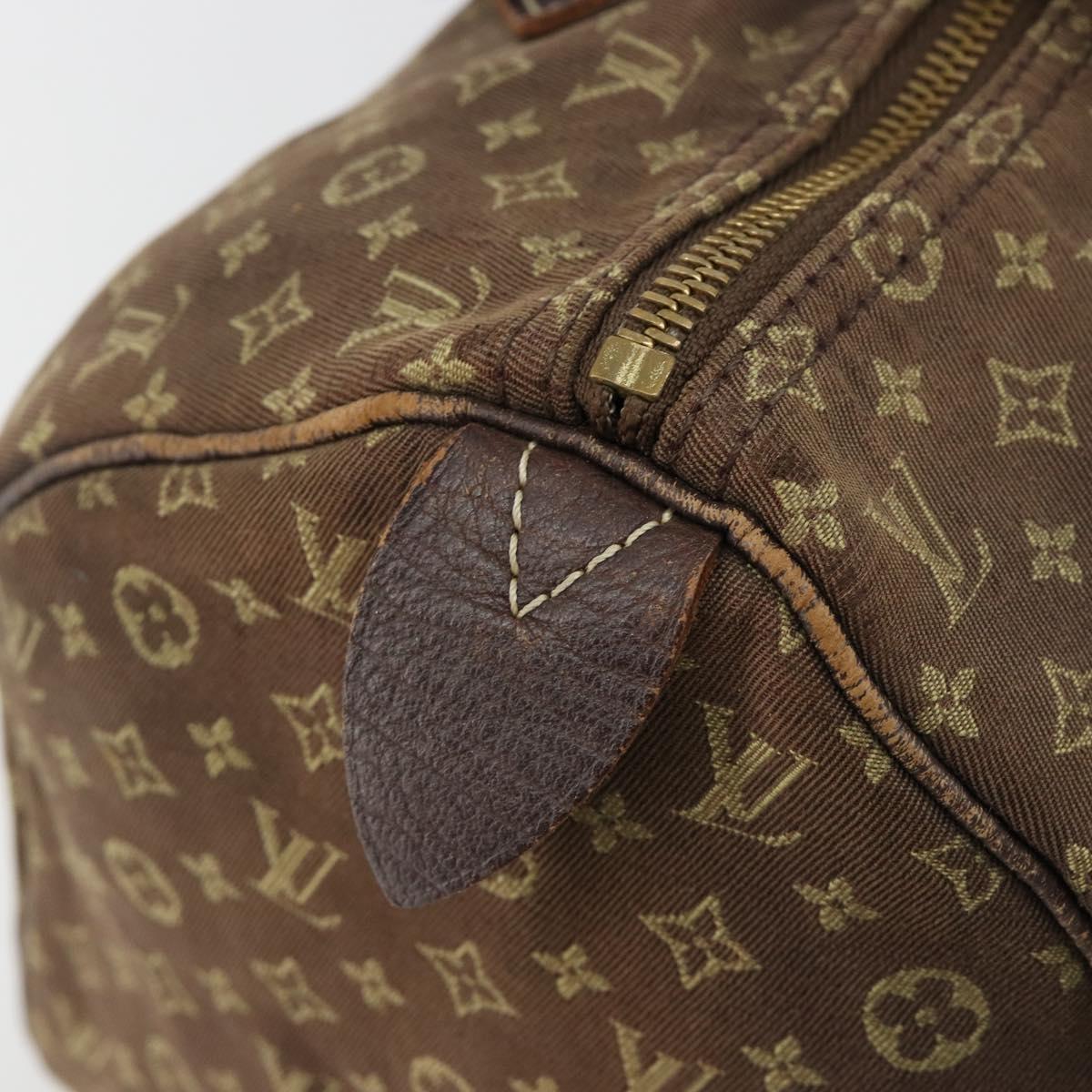 LOUIS VUITTON Monogram Mini Lin Speedy 30 Bag Brown Ebene M95224 LV Auth 183717
