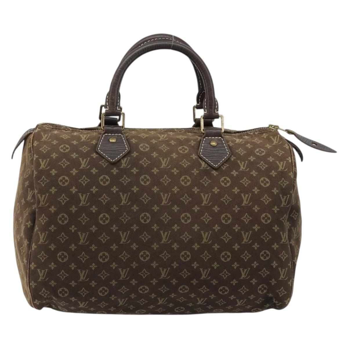 LOUIS VUITTON Monogram Mini Lin Speedy 30 Bag Brown Ebene M95224 LV Auth 183717