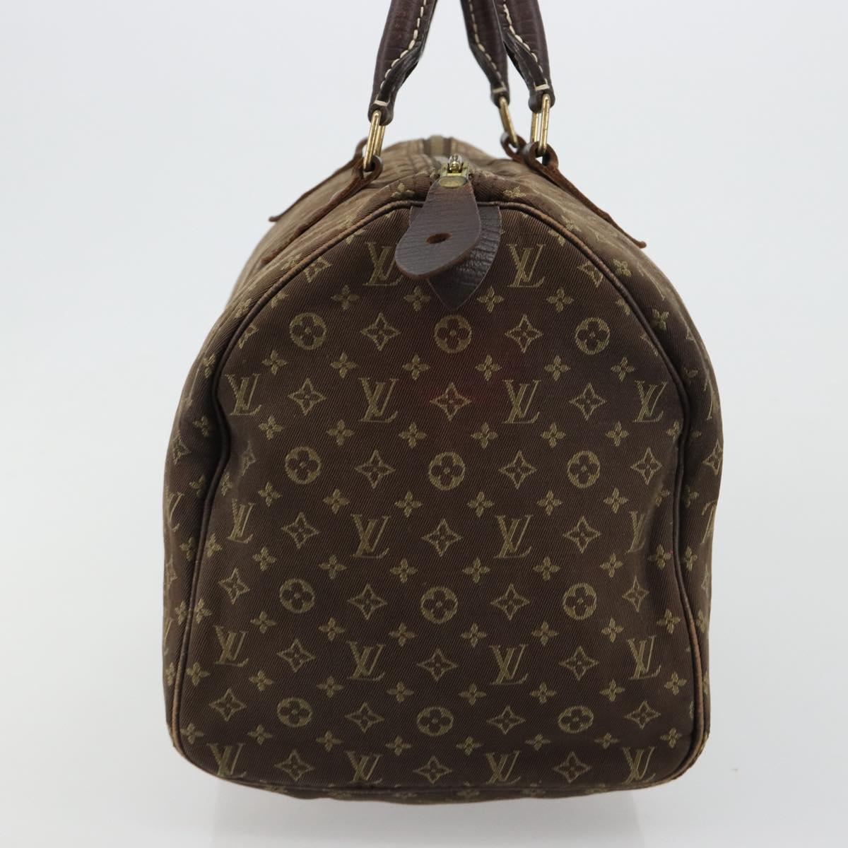 LOUIS VUITTON Monogram Mini Lin Speedy 30 Bag Brown Ebene M95224 LV Auth 183717