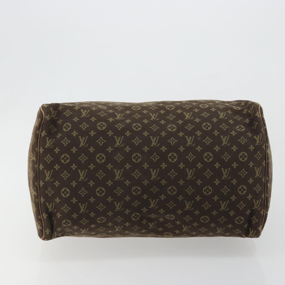 LOUIS VUITTON Monogram Mini Lin Speedy 30 Bag Brown Ebene M95224 LV Auth 183717