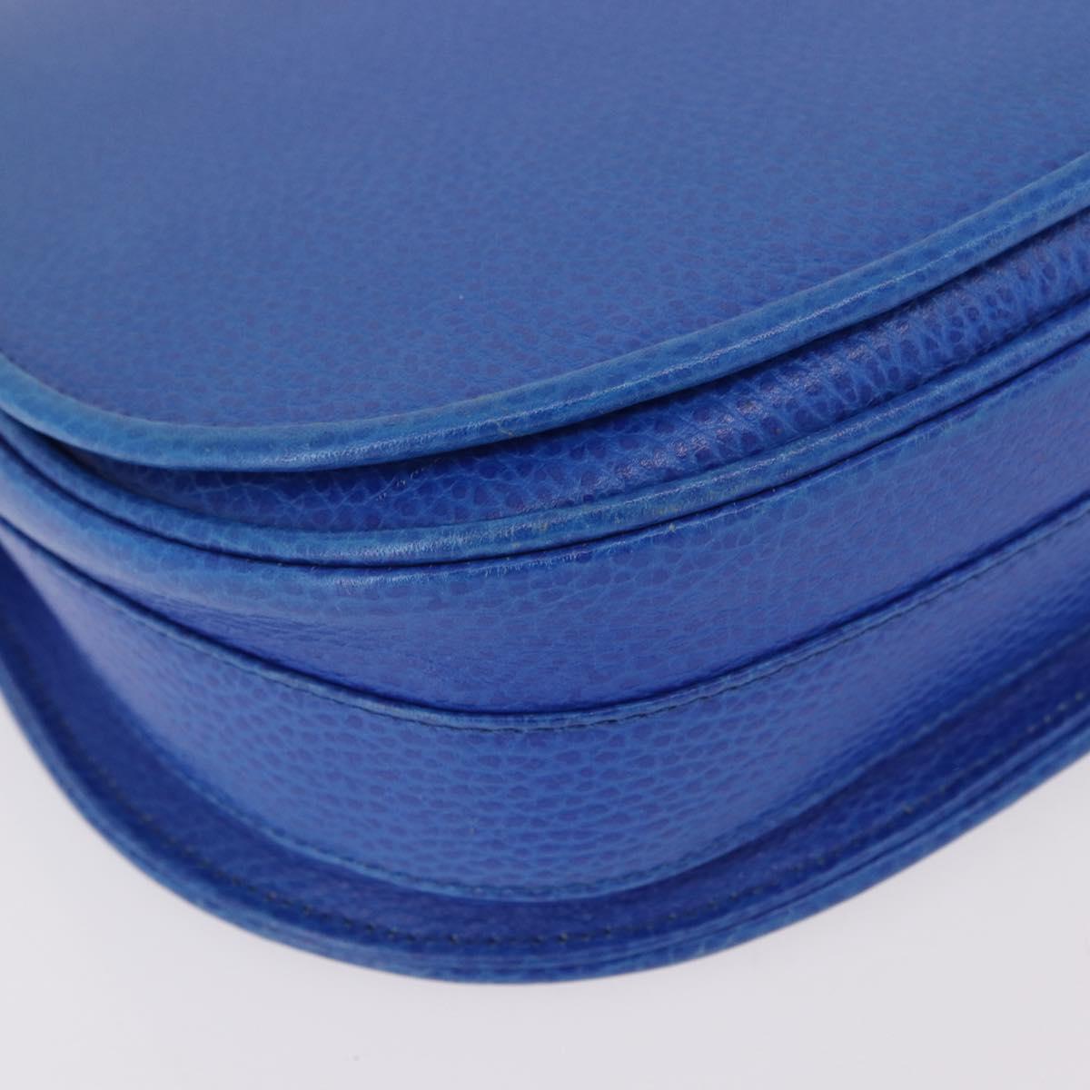 CARTIER Must Line Shoulder Bag Leather Blue Gold Auth 183718V