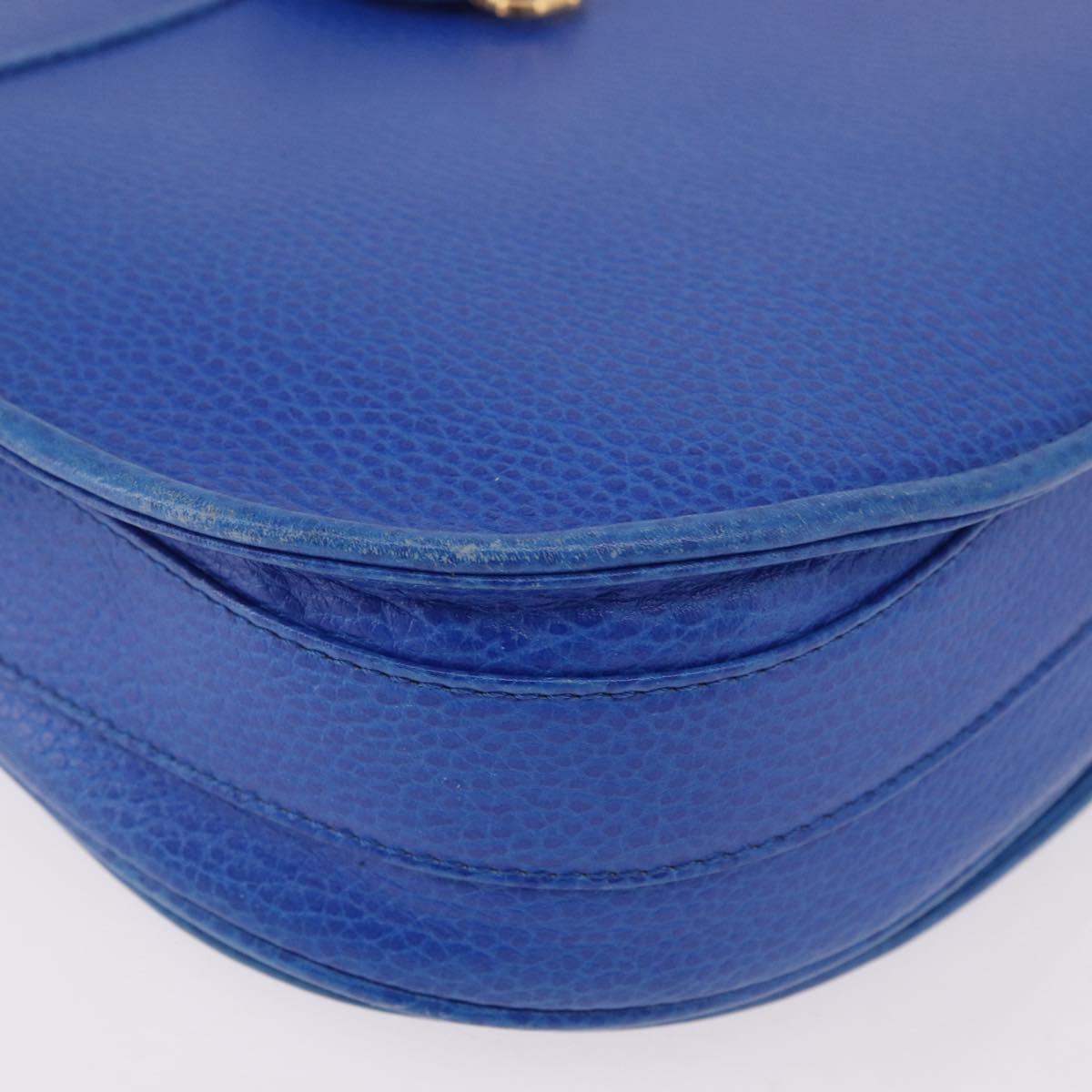 CARTIER Must Line Shoulder Bag Leather Blue Gold Auth 183718V