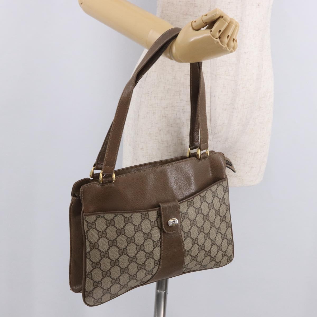 GUCCI GG Supreme Tote Bag PVC Beige Gold 86 02 021 Auth 183721
