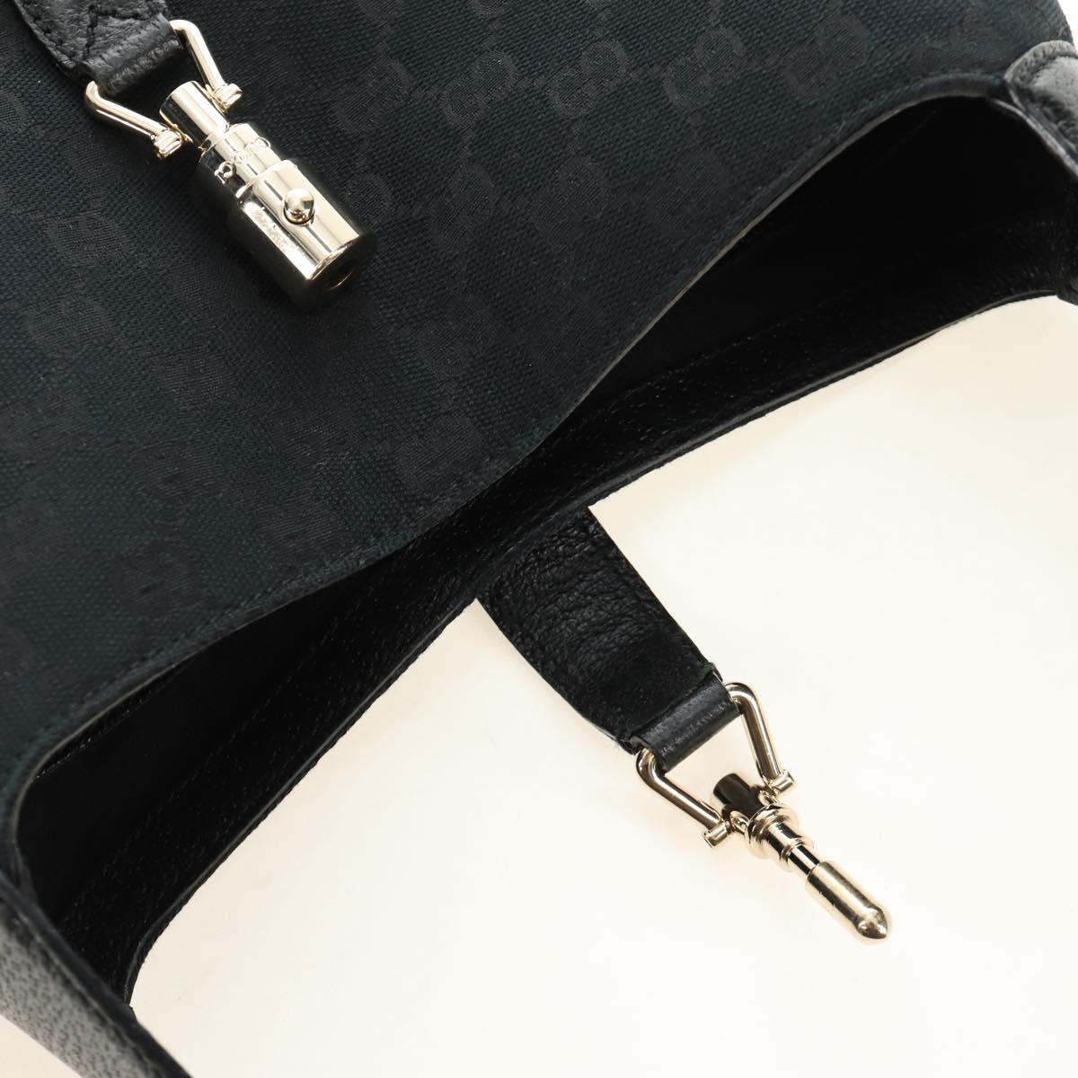 GUCCI New Jackie GG Canvas Shoulder Bag Black Gold 137335 Auth 183724V