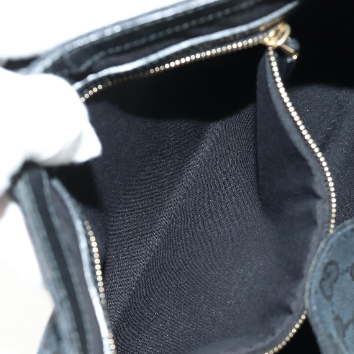 GUCCI New Jackie GG Canvas Shoulder Bag Black Gold 137335 Auth 183724V