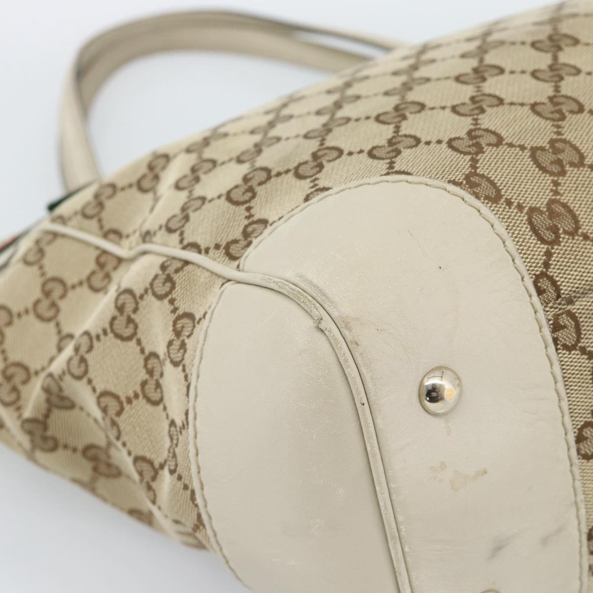 GUCCI GG Canvas Princi Web Sherry Line Tote Bag Beige Gold 257061 Auth 183725