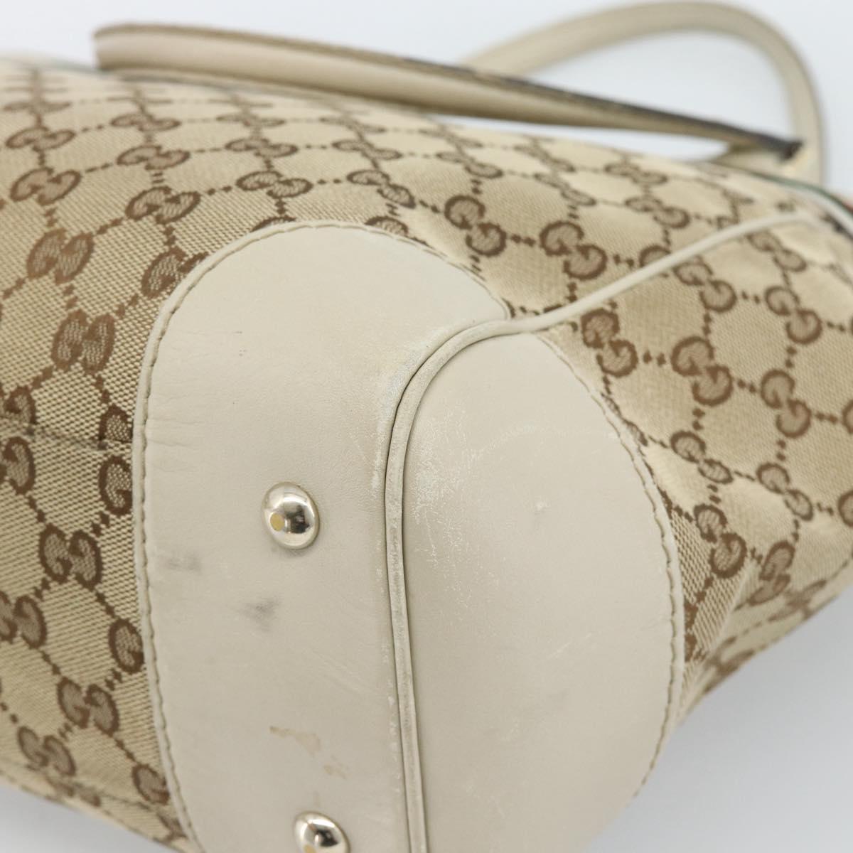 GUCCI GG Canvas Princi Web Sherry Line Tote Bag Beige Gold 257061 Auth 183725