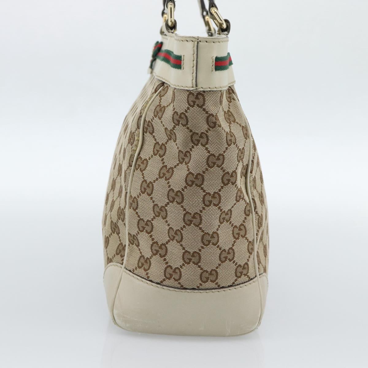 GUCCI GG Canvas Princi Web Sherry Line Tote Bag Beige Gold 257061 Auth 183725