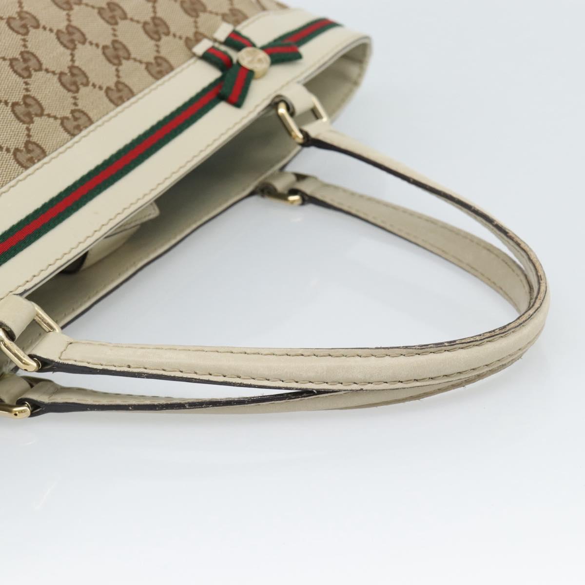 GUCCI GG Canvas Princi Web Sherry Line Tote Bag Beige Gold 257061 Auth 183725