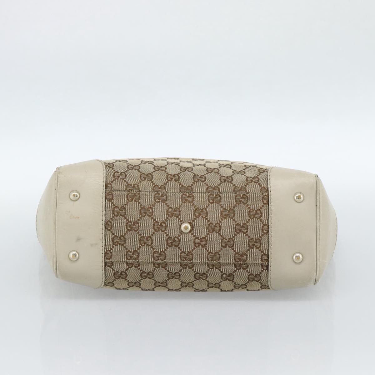 GUCCI GG Canvas Princi Web Sherry Line Tote Bag Beige Gold 257061 Auth 183725