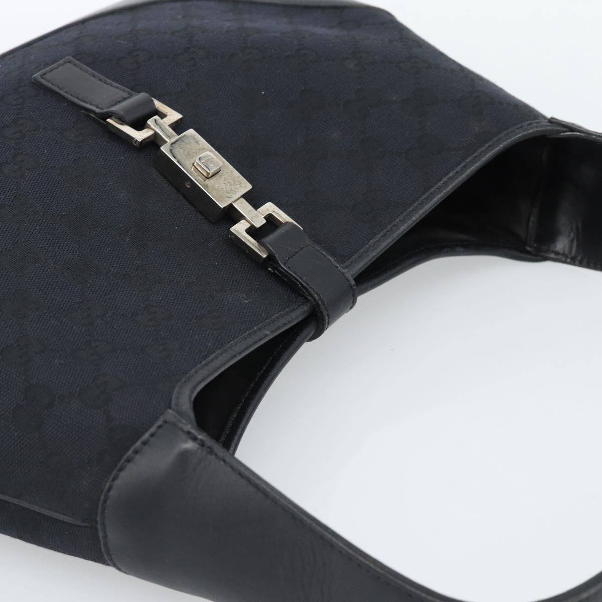 GUCCI GG Canvas Jackie Shoulder Bag Black Silver 001 8806 Auth 183726V