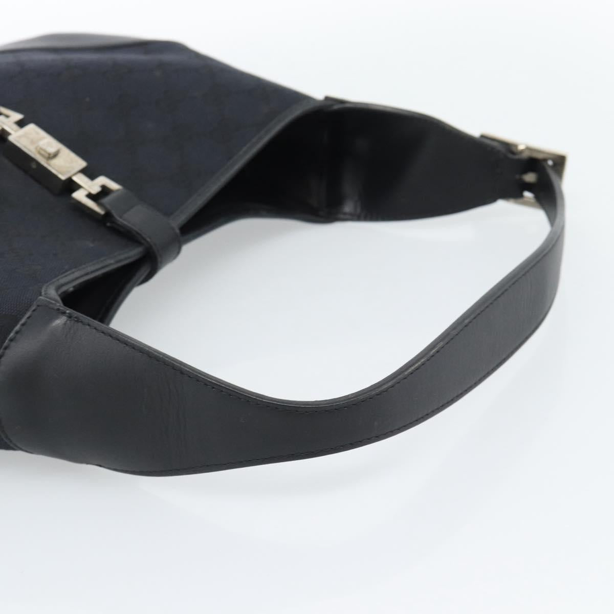 GUCCI GG Canvas Jackie Shoulder Bag Black Silver 001 8806 Auth 183726V