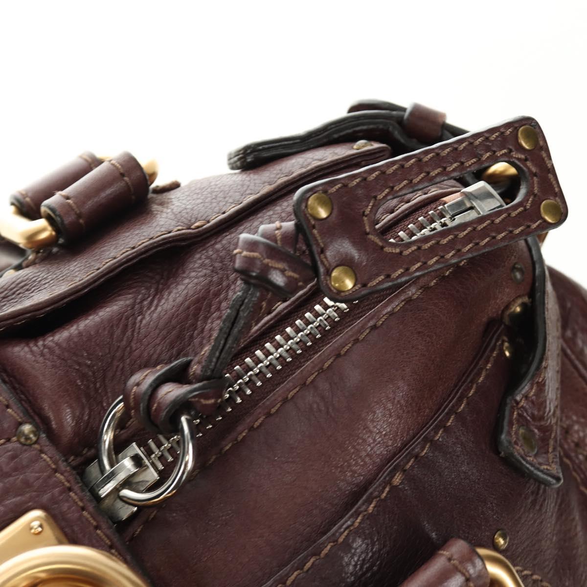 Chloe Paddington Hand Bag Leather Bordeaux Silver Auth 183727M
