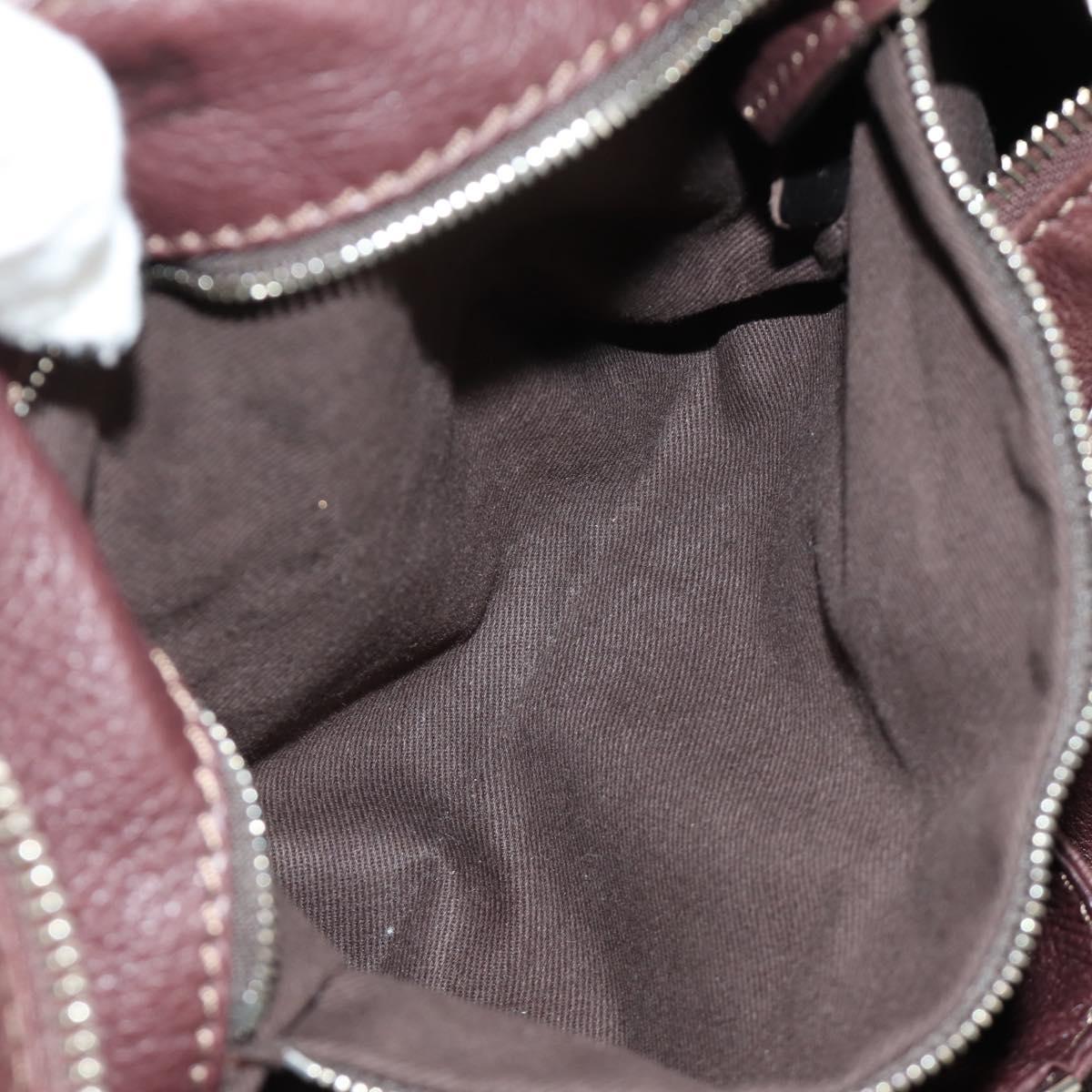 Chloe Paddington Hand Bag Leather Bordeaux Silver Auth 183727M