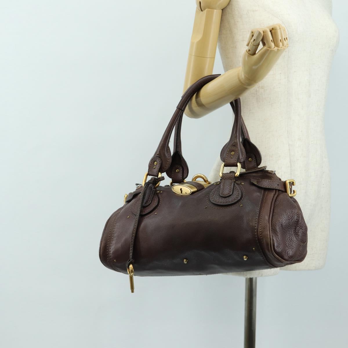 Chloe Paddington Hand Bag Leather Bordeaux Silver Auth 183727M