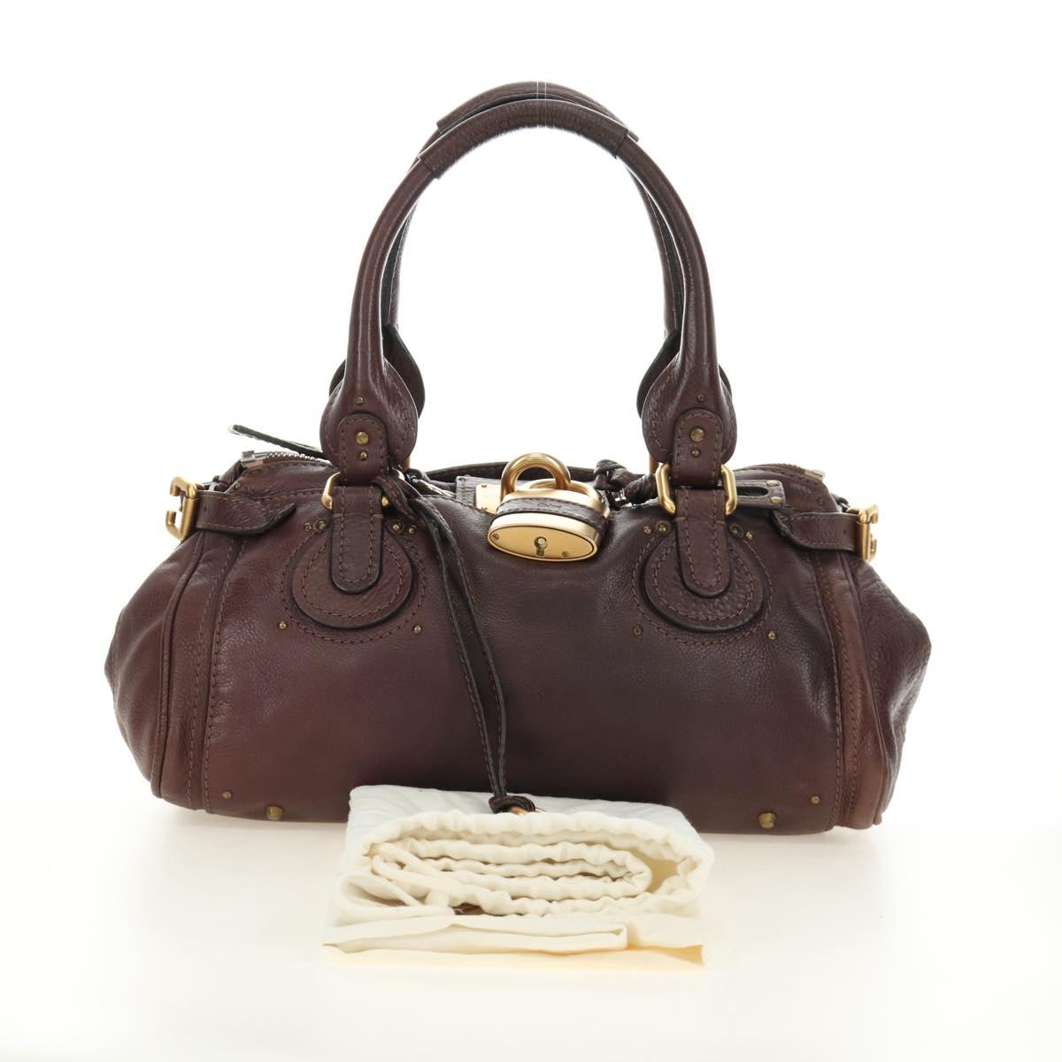 Chloe Paddington Hand Bag Leather Bordeaux Silver Auth 183727M