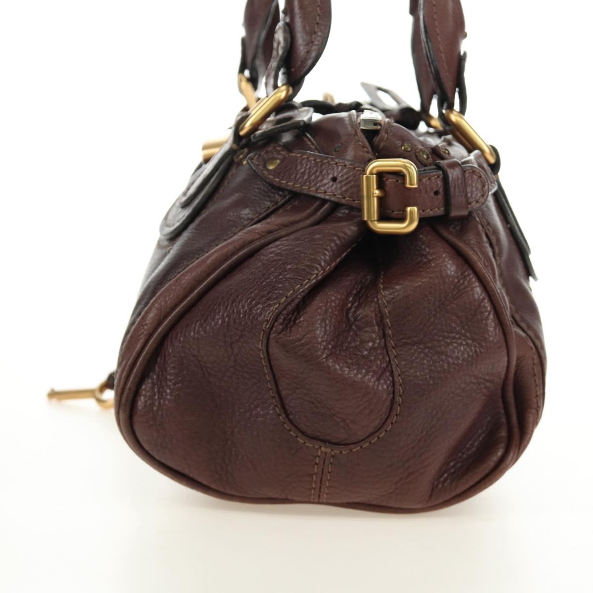 Chloe Paddington Hand Bag Leather Bordeaux Silver Auth 183727M