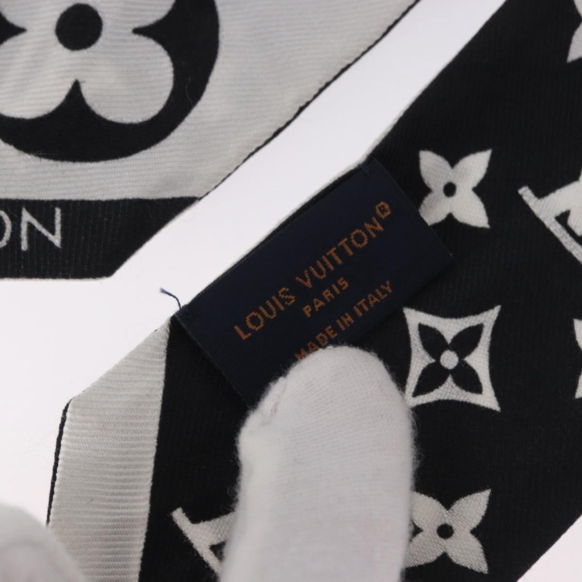LOUIS VUITTON Monogram Bando BB Scarf Silk White Black M90682 LV Auth 183728