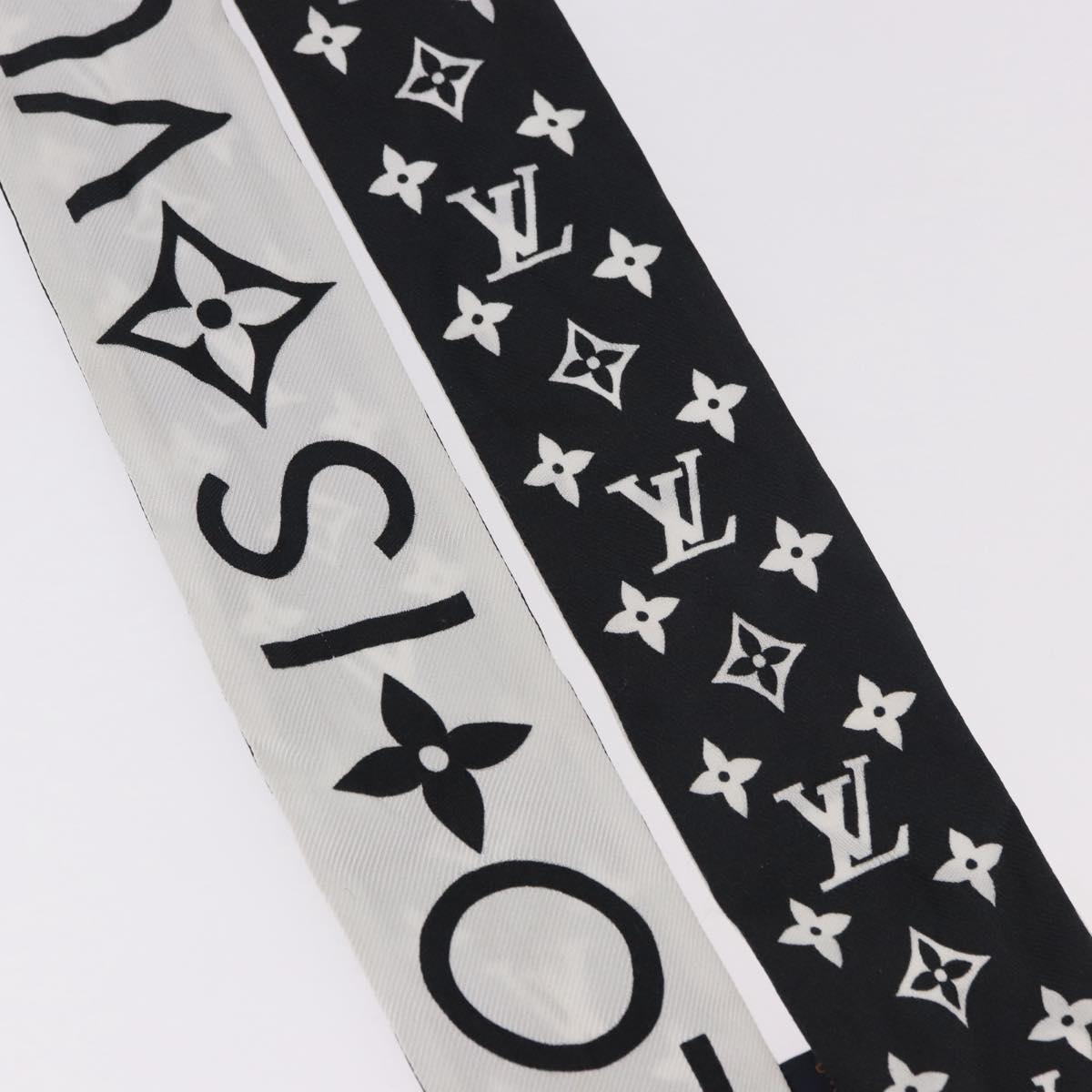 LOUIS VUITTON Monogram Bando BB Scarf Silk White Black M90682 LV Auth 183728