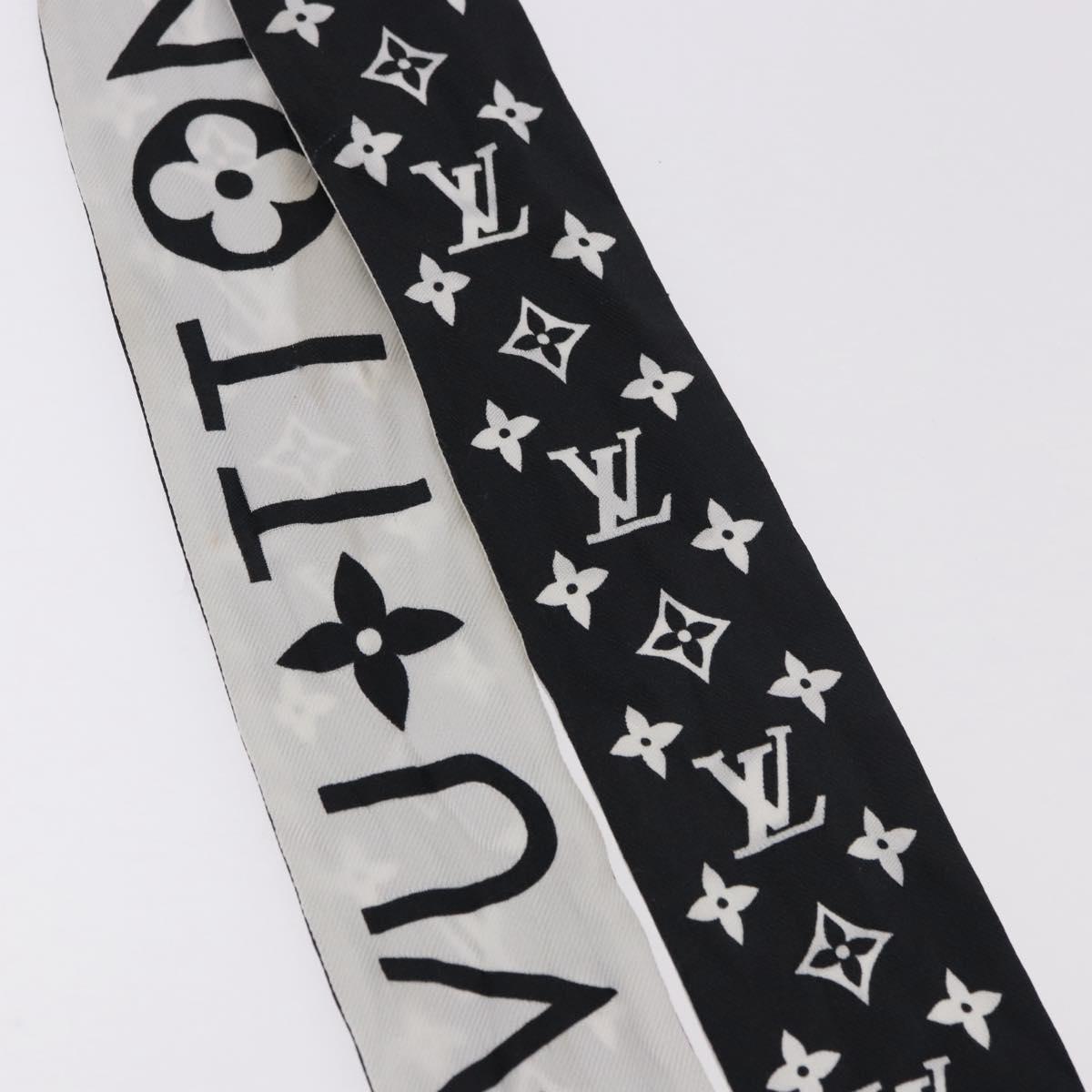 LOUIS VUITTON Monogram Bando BB Scarf Silk White Black M90682 LV Auth 183728