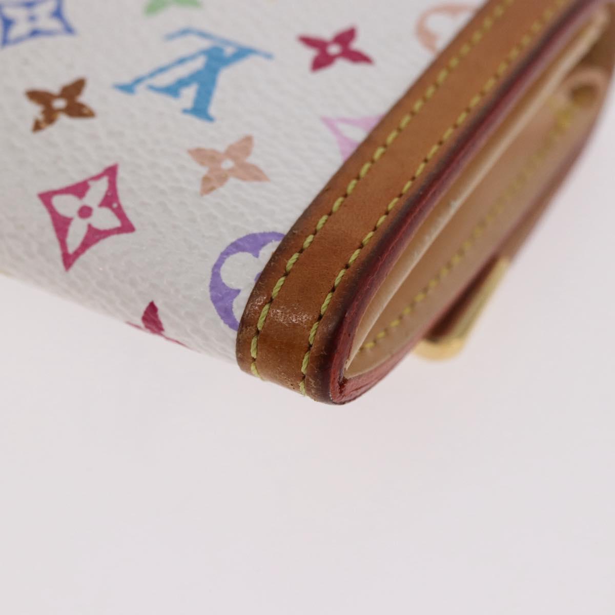 LOUIS VUITTON Multicolor Porte Monnaie Pla Coin Purse White M92657 Auth 183734V
