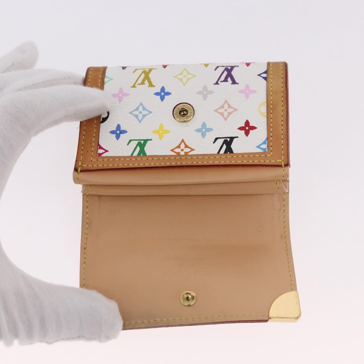 LOUIS VUITTON Multicolor Porte Monnaie Pla Coin Purse White M92657 Auth 183734V