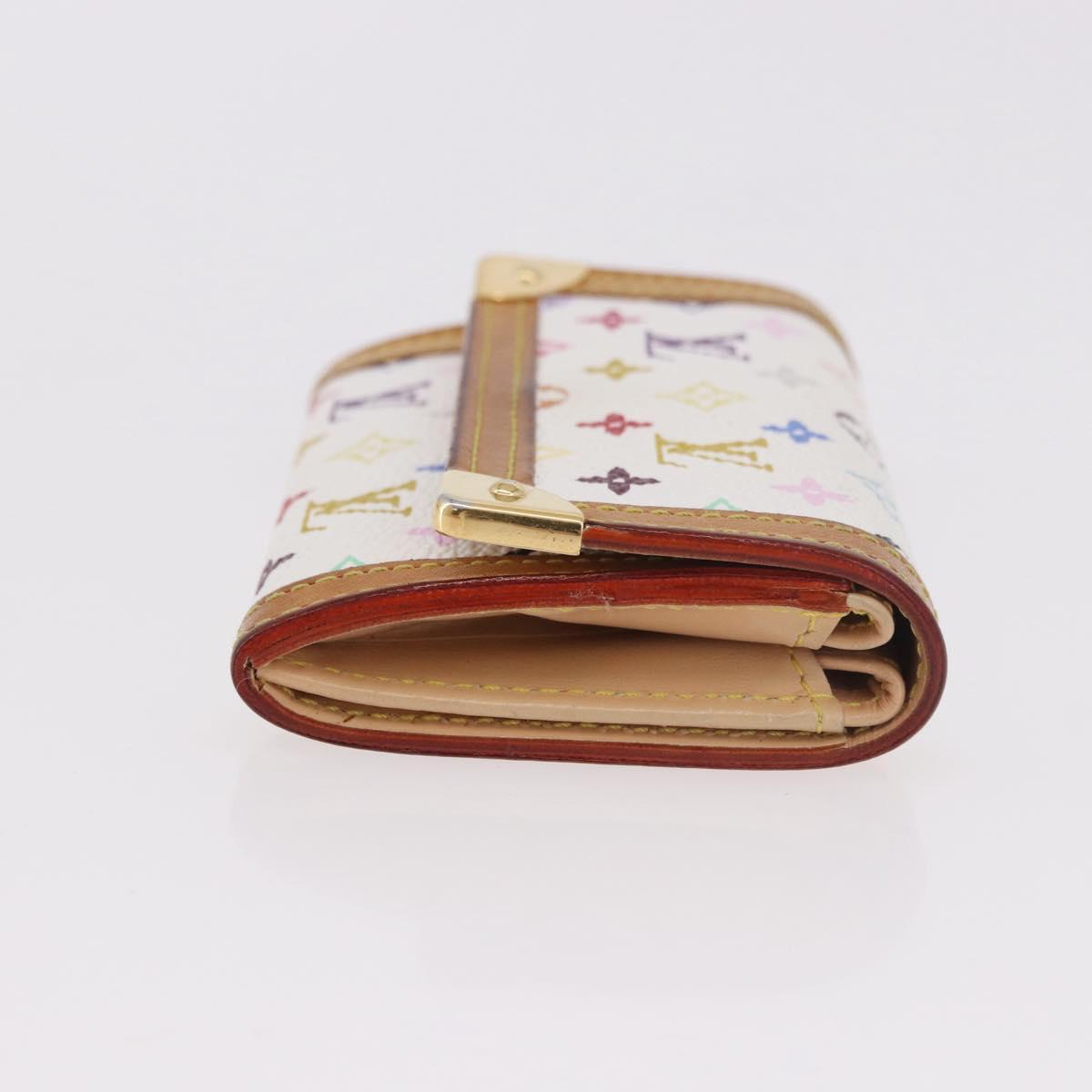 LOUIS VUITTON Multicolor Porte Monnaie Pla Coin Purse White M92657 Auth 183734V