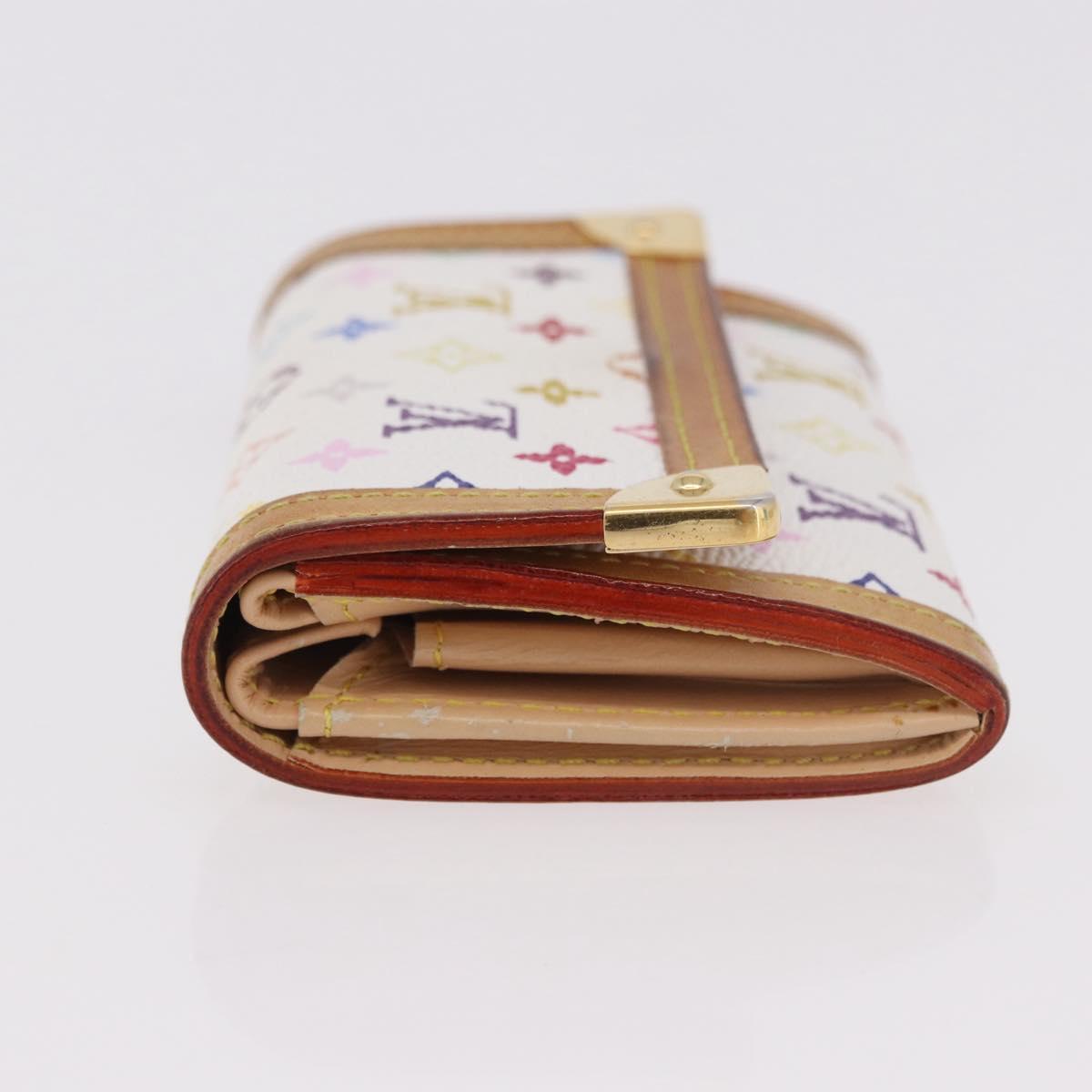 LOUIS VUITTON Multicolor Porte Monnaie Pla Coin Purse White M92657 Auth 183734V
