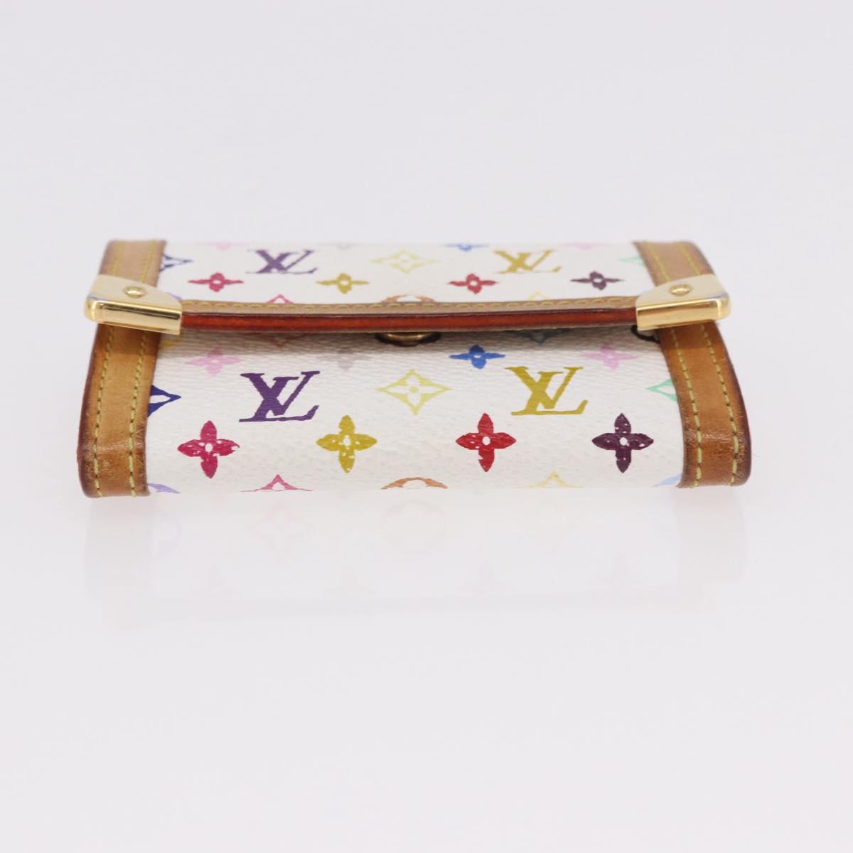 LOUIS VUITTON Multicolor Porte Monnaie Pla Coin Purse White M92657 Auth 183734V