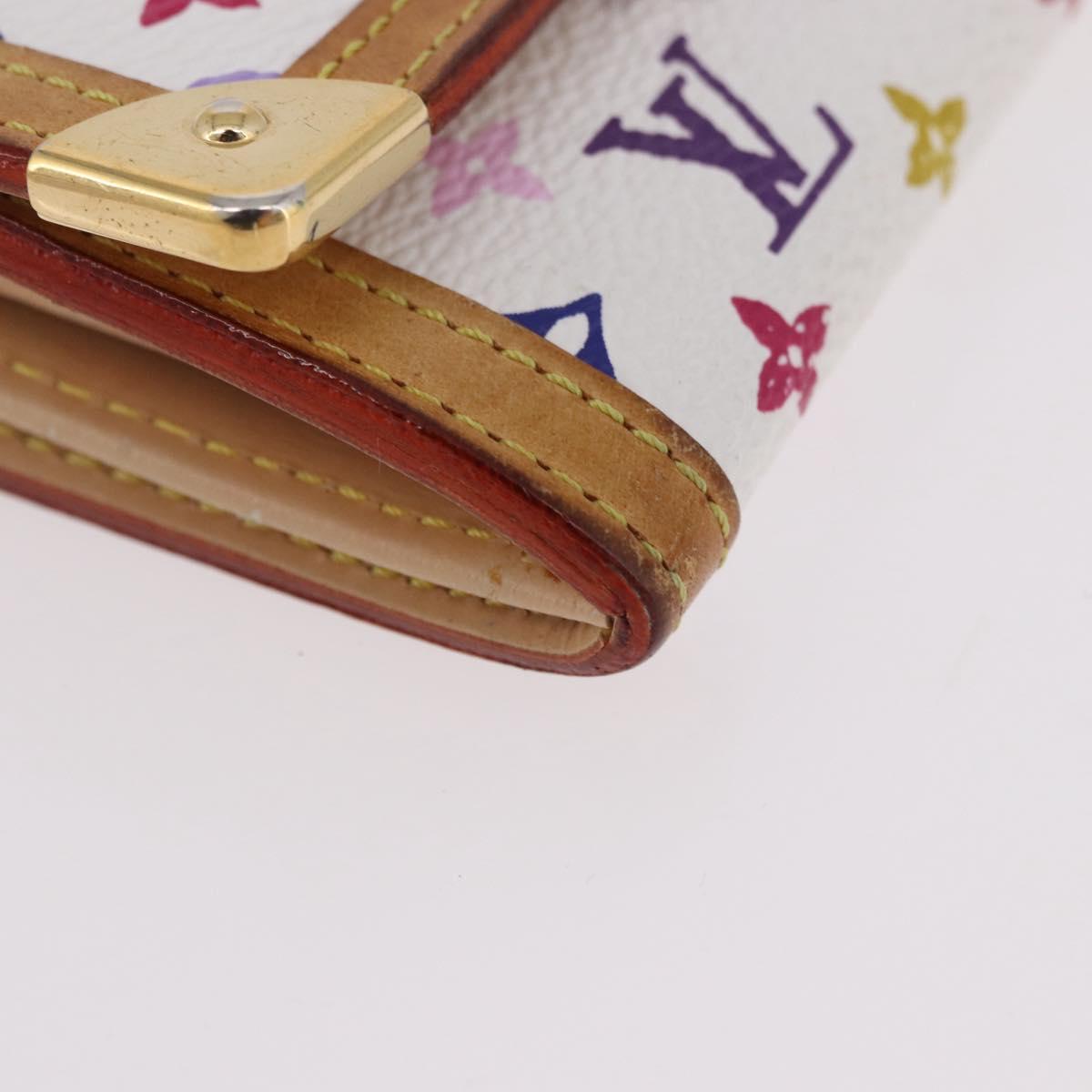 LOUIS VUITTON Multicolor Porte Monnaie Pla Coin Purse White M92657 Auth 183734V
