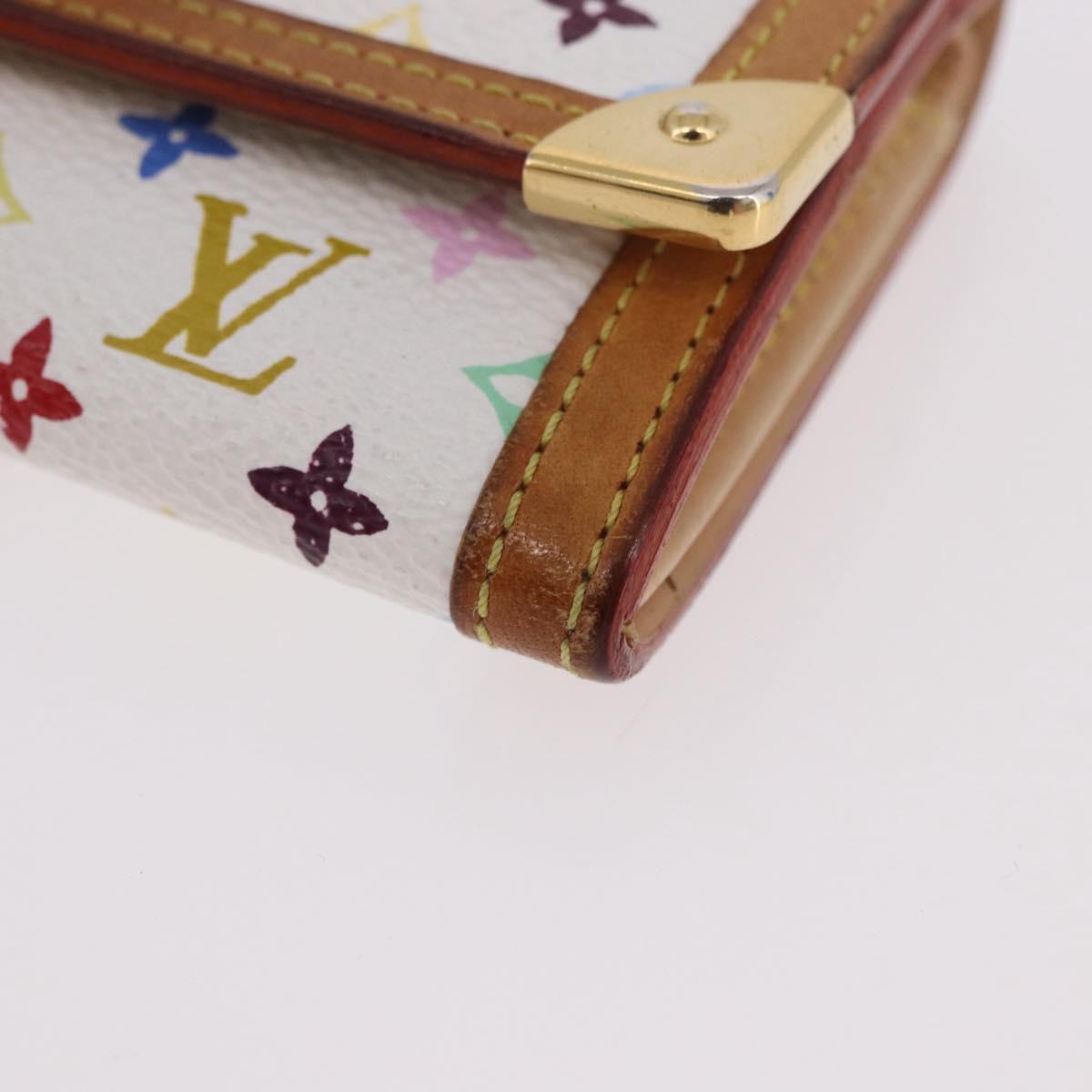 LOUIS VUITTON Multicolor Porte Monnaie Pla Coin Purse White M92657 Auth 183734V