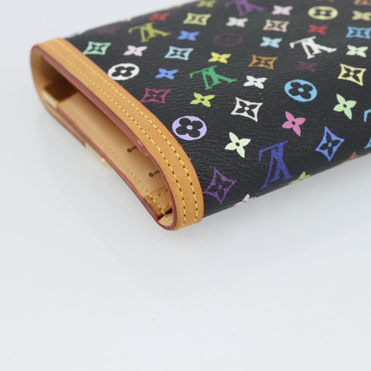 LOUIS VUITTON Monogram Multicolor Porte Tresor Wallet Black M92658 Auth 183735SAV