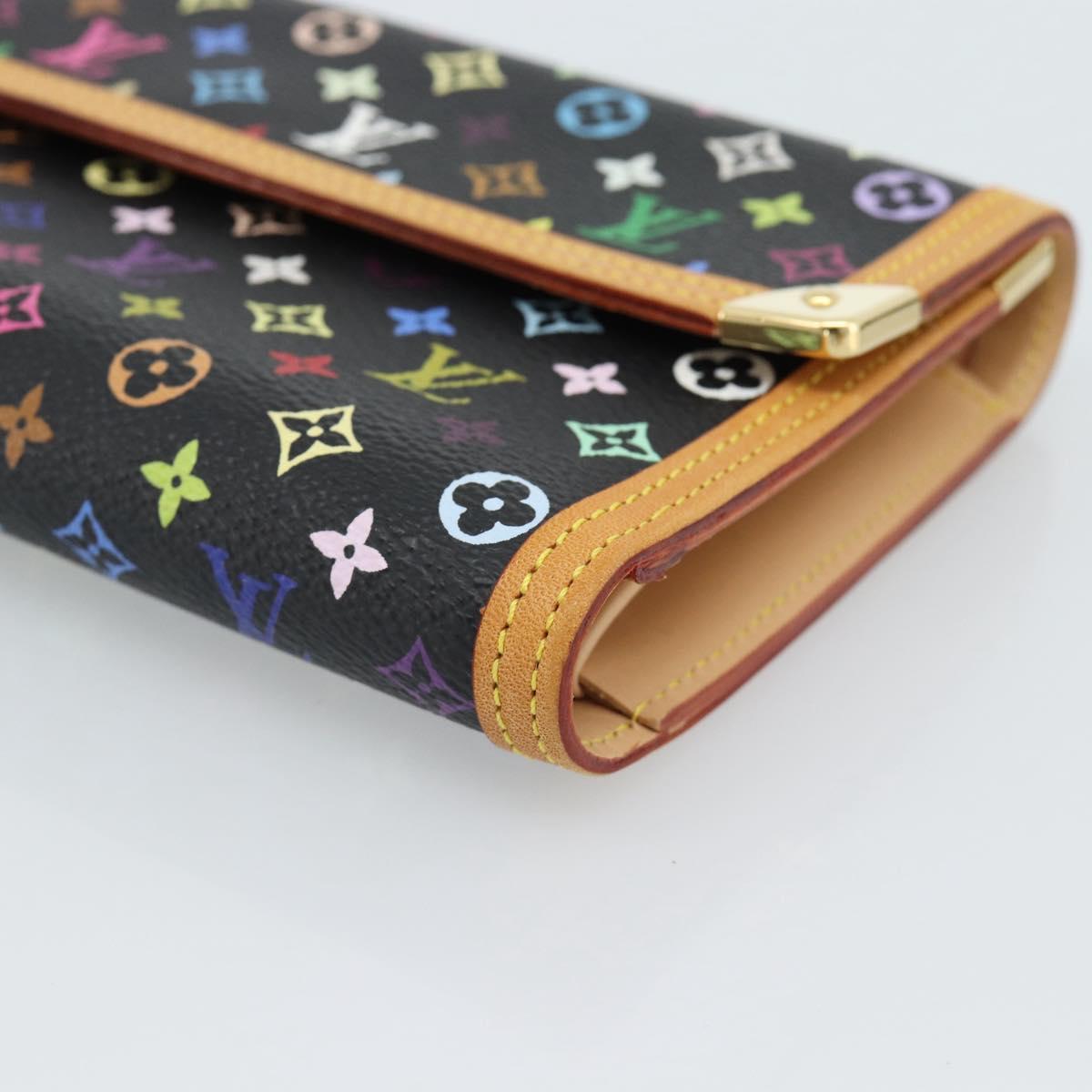LOUIS VUITTON Monogram Multicolor Porte Tresor Wallet Black M92658 Auth 183735SAV