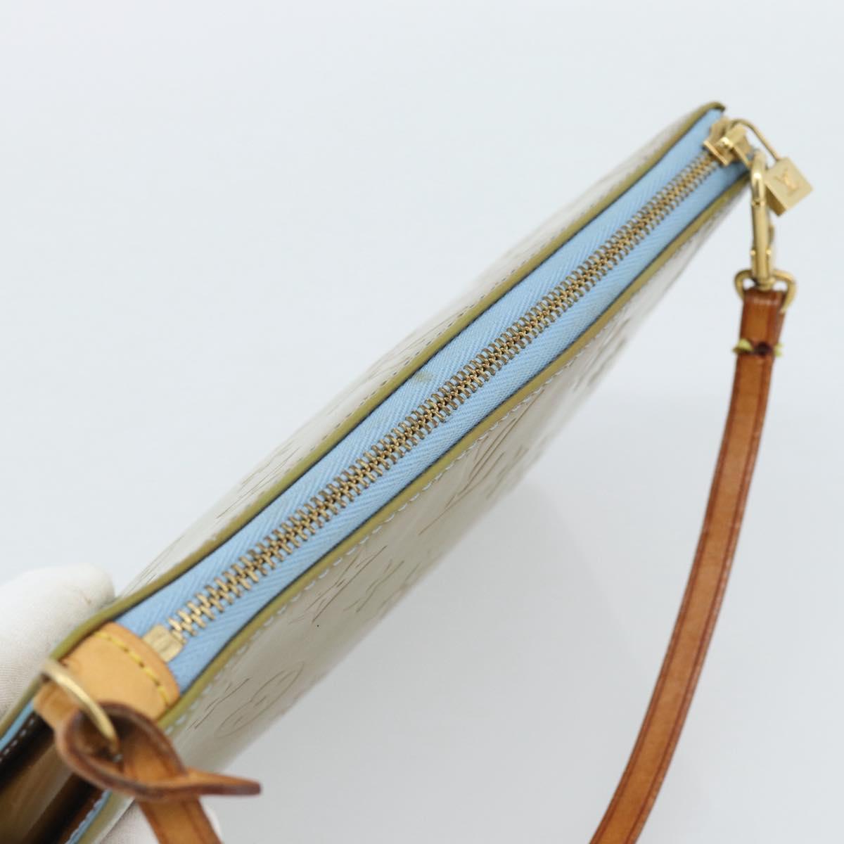 LOUIS VUITTON Monogram Vernis Lexington Pouch Baby Blue M91011 LV Auth 183736