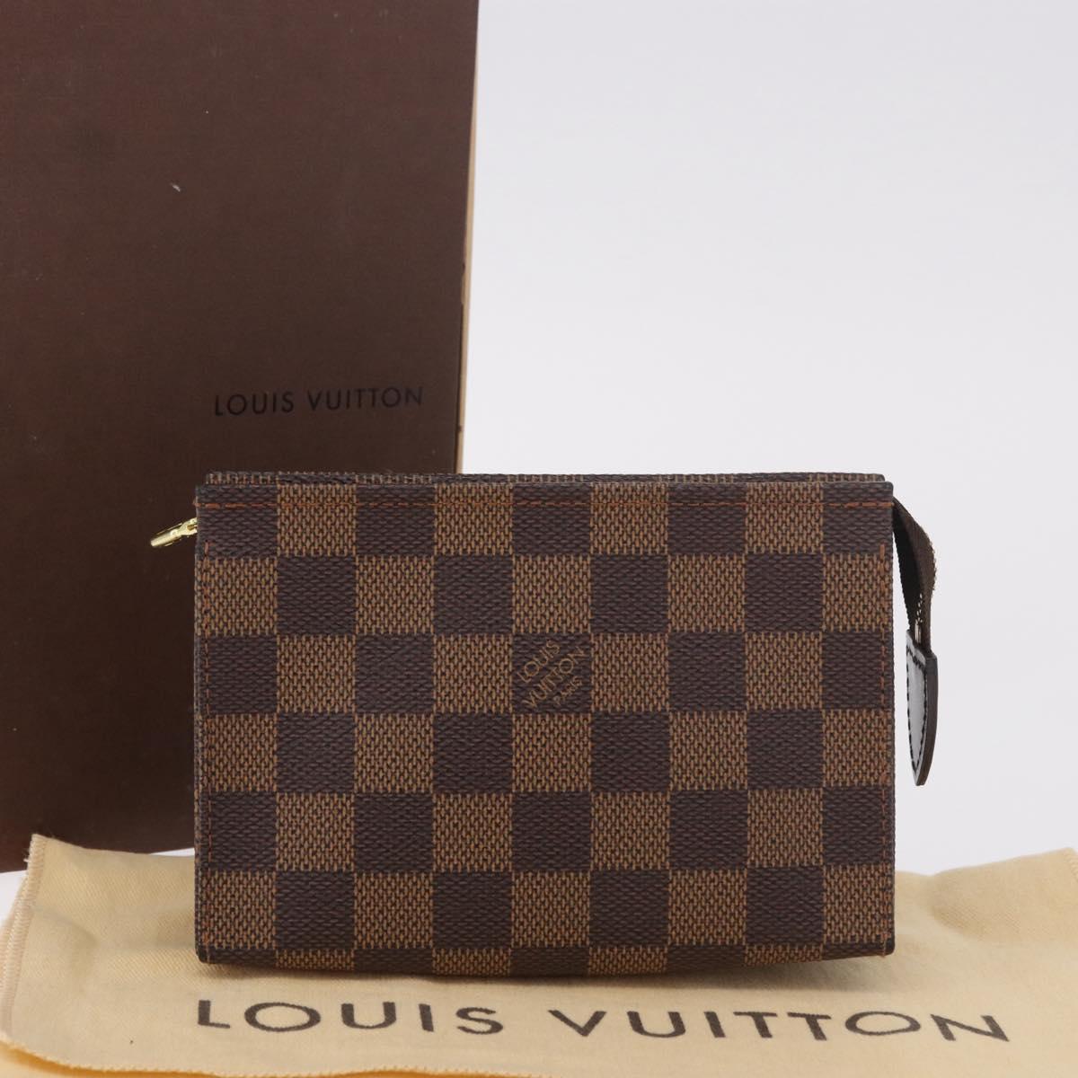 LOUIS VUITTON Damier Ebene Poche Toilette 15 Pouch N47548 LV Auth 183737V