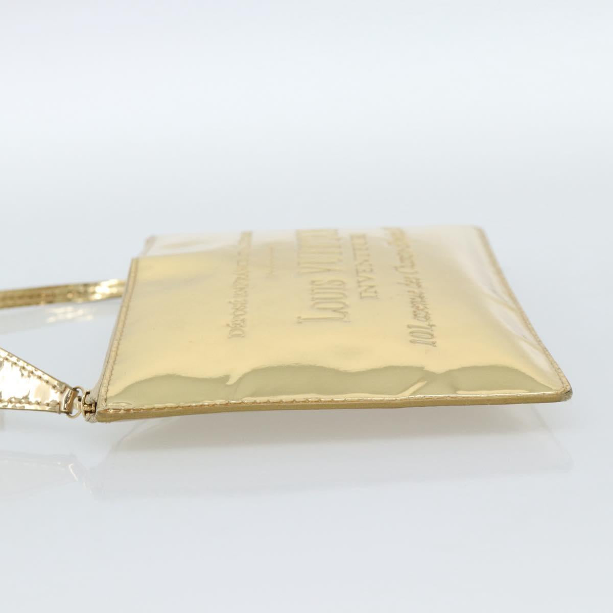 LOUIS VUITTON Monogram Miroir Pochette Plat Clutch Bag Gold M95278 Auth 183739V