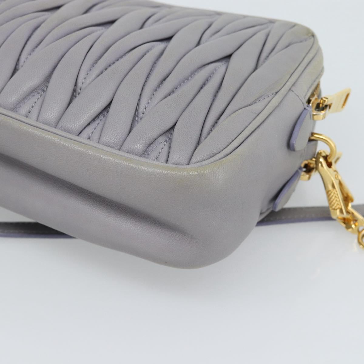 Miu Miu Matelasse Shoulder Bag Leather Gray Gold Auth 183759