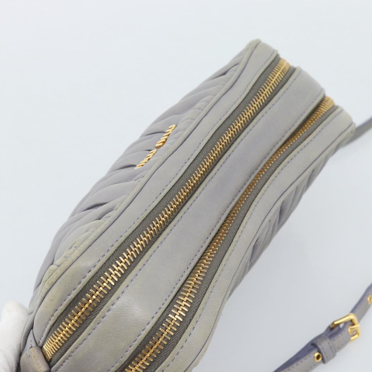 Miu Miu Matelasse Shoulder Bag Leather Gray Gold Auth 183759