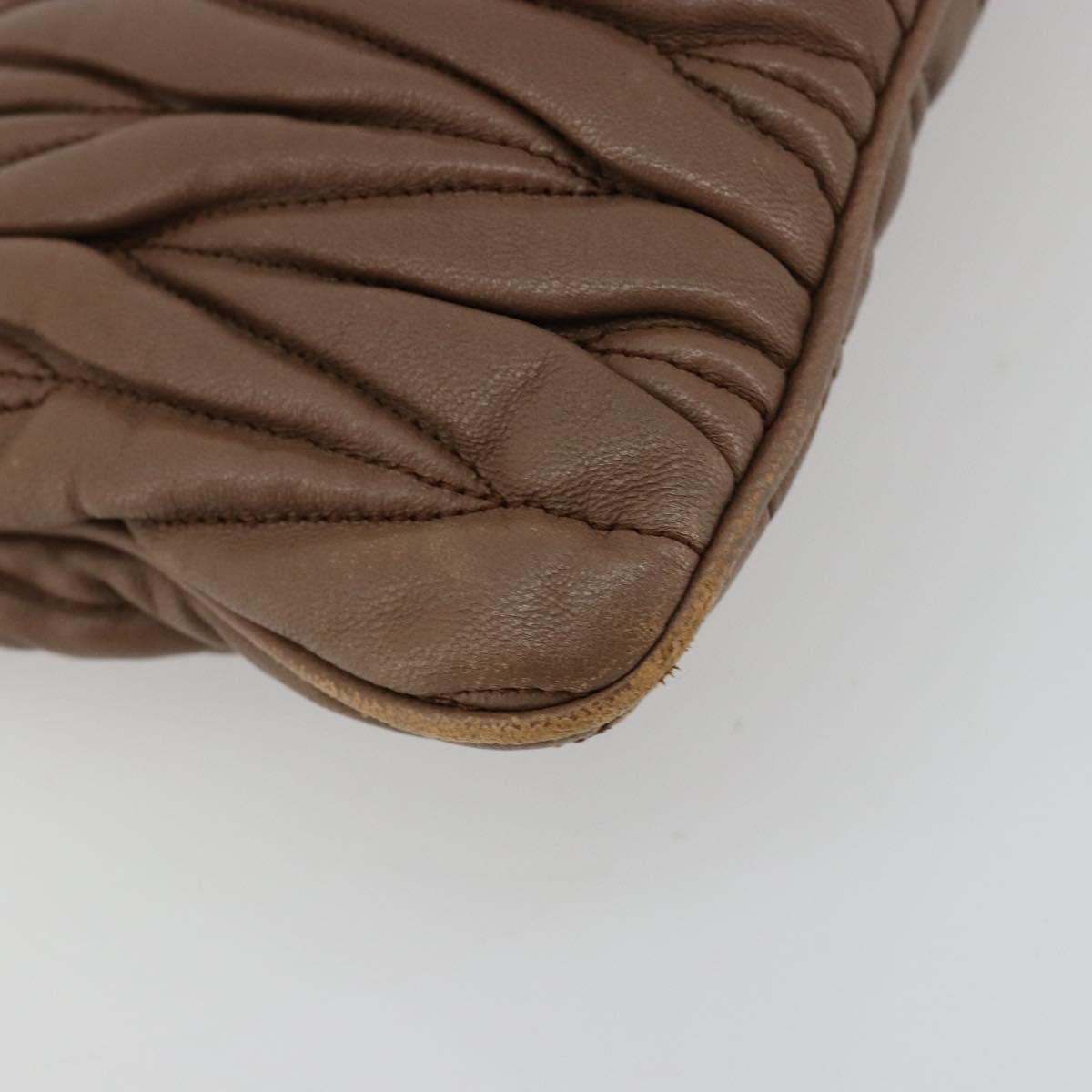 Miu Miu Matelasse Clutch Bag Leather Brown Gold Auth 183761A