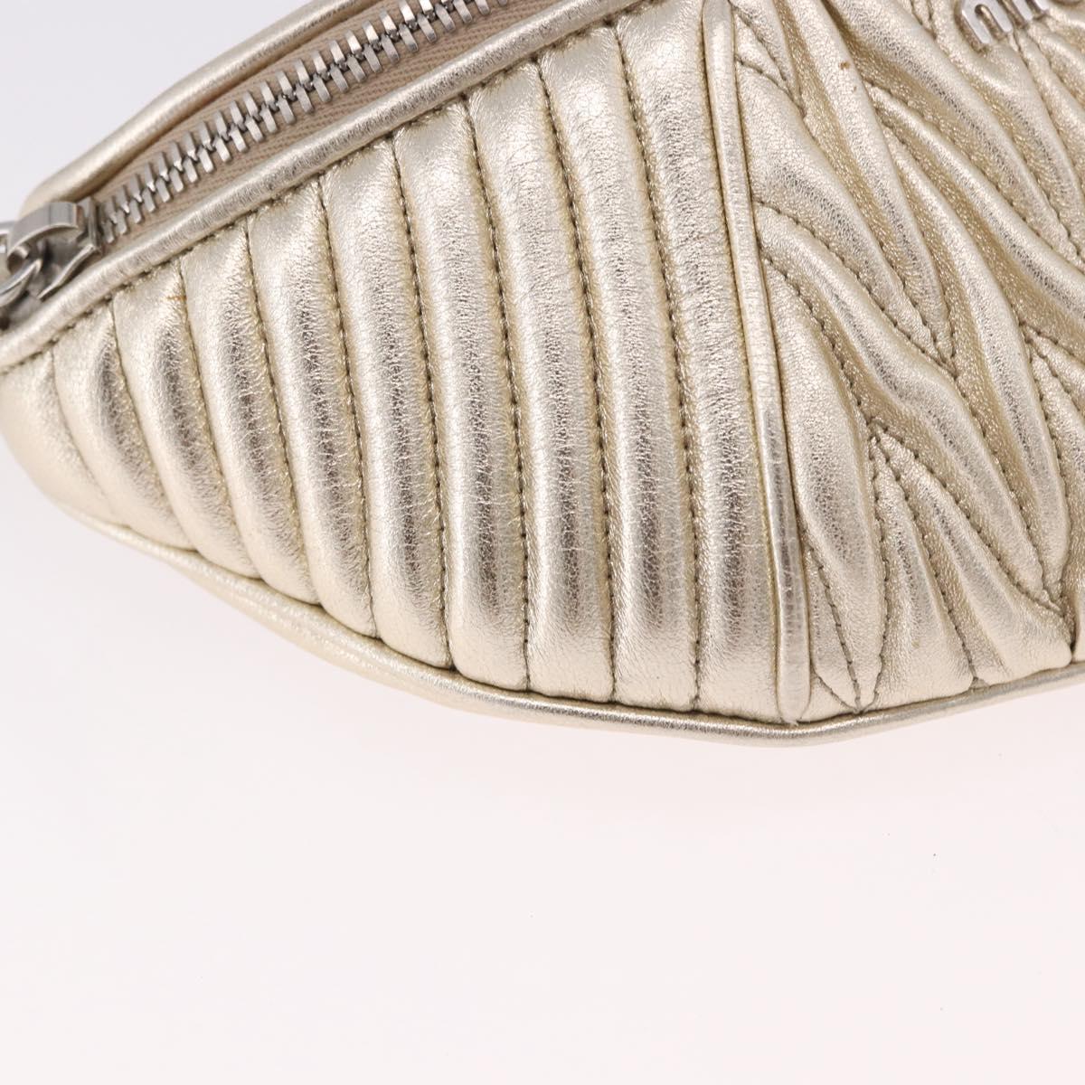 Miu Miu Matelasse Waist bag Leather Silver Gold Auth 183762V