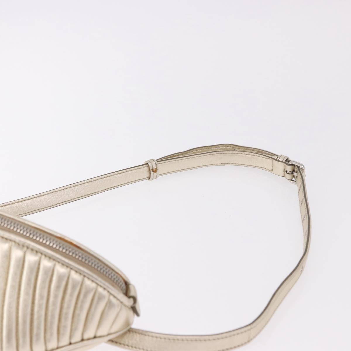 Miu Miu Matelasse Waist bag Leather Silver Gold Auth 183762V