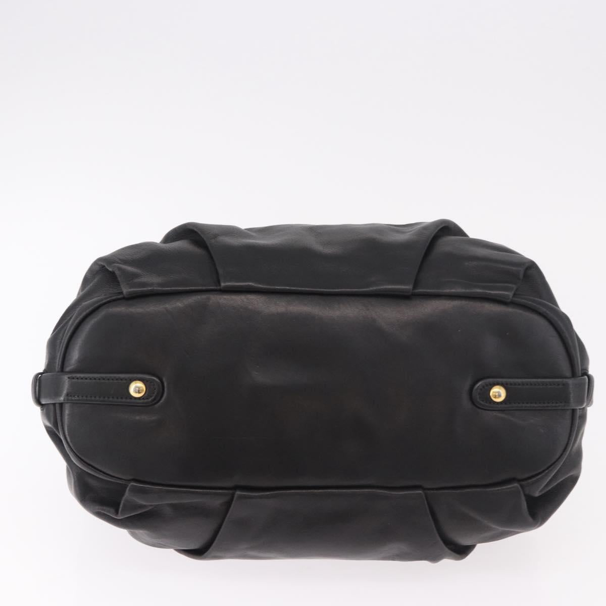 PRADA Shoulder Bag Leather Black Gold Auth 183763V